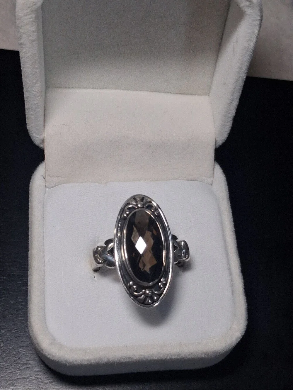 Vintage Doug Paulus Sterling Silver Oval Smokey Quartz Ring Size 9 Whimsigoth